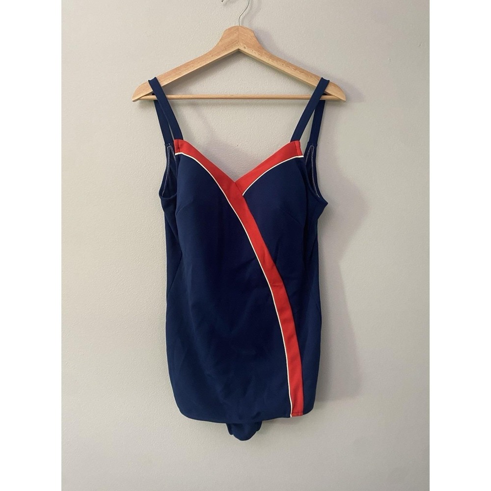 Vintage 1950s 60s Women's Robby Len Swimsuit One-Piece Skirt Size 40 Pinup